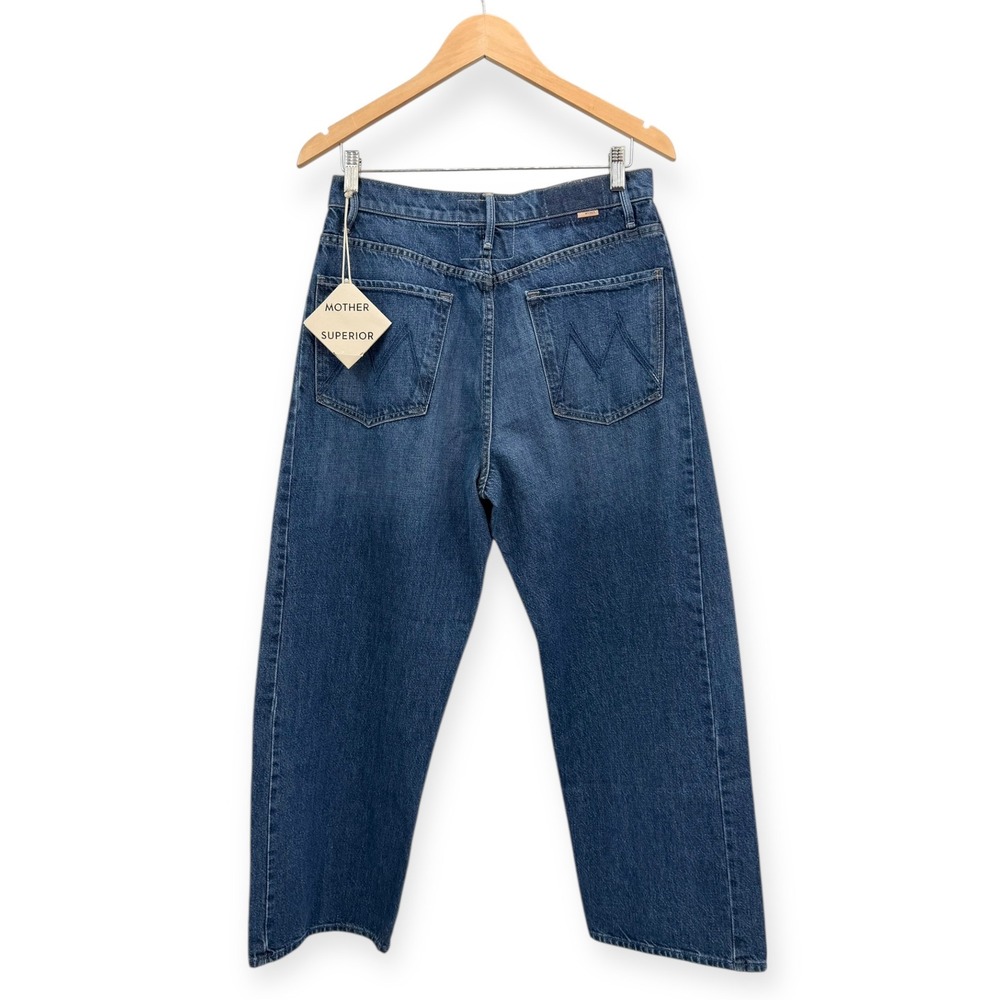 MOTHER High Rise Wide Leg Jeans in Classic Blue Denim - Picture 7 of 14